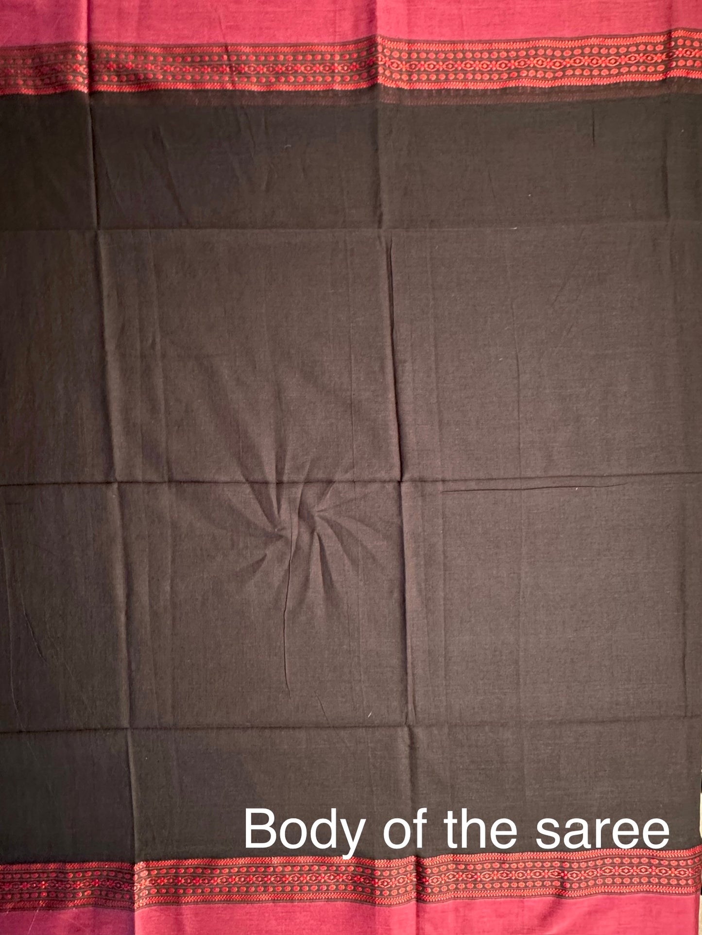 Black Piku Bengal Cotton Saree