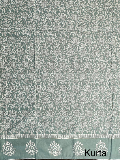 Pista Green Printed Pure Cotton Suit