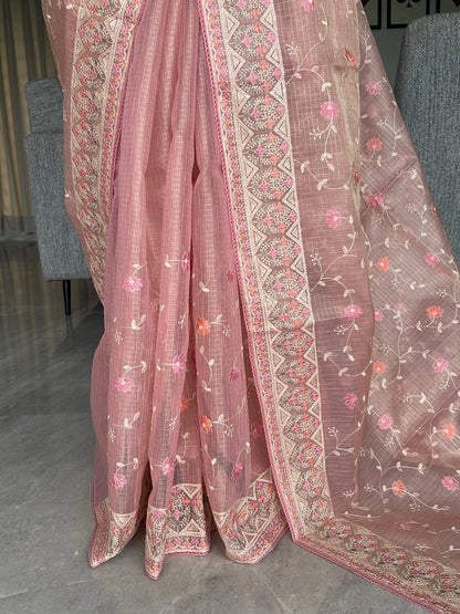 Pink Fancy Tissue Saree