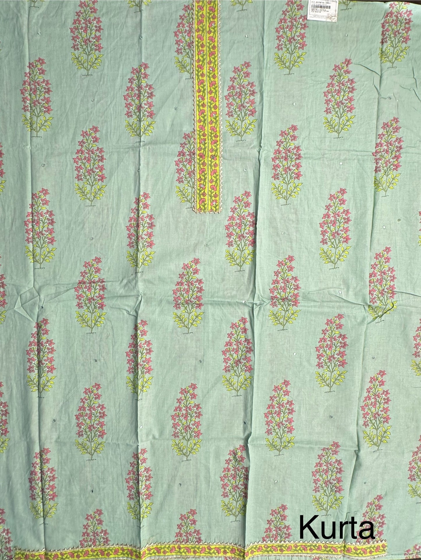 Pista Green  Jaipuri Necktie Cotton 3-Piece Suit