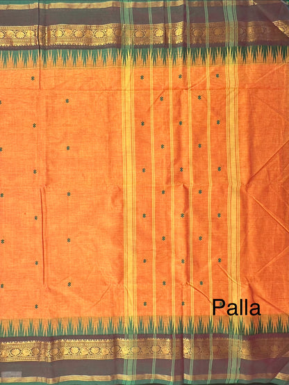 Mustard Narayanpet Cotton Saree
