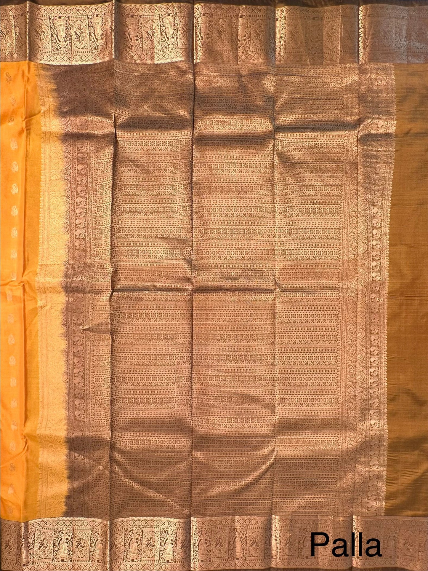 Mustard Pondicherry Pure Silk Saree