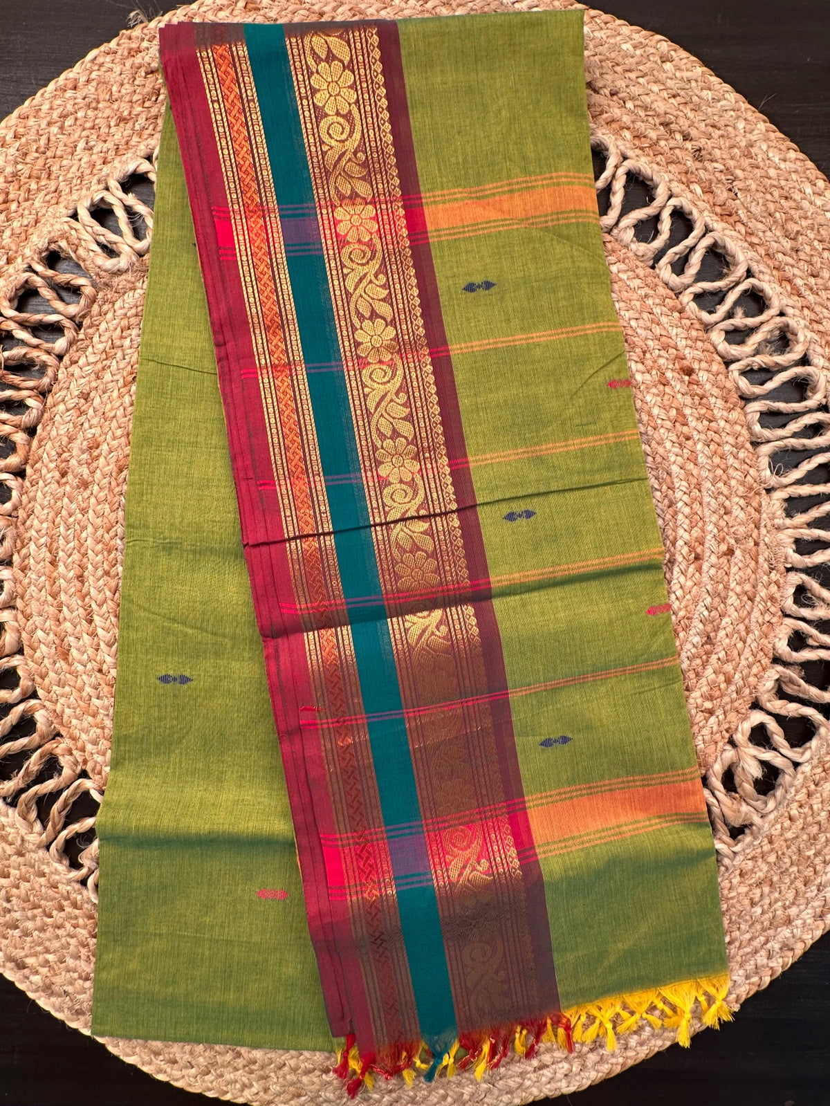 Parrot Green Narayanpet Cotton Saree