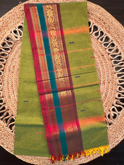 Parrot Green Narayanpet Cotton Saree
