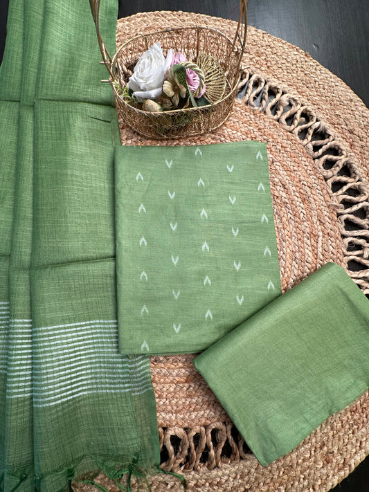 Green Salem Art Cotton 3-Piece Suit
