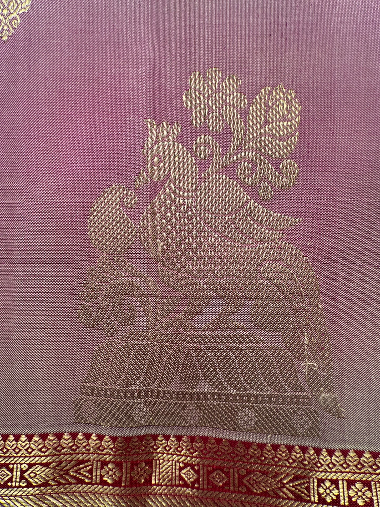 Mauve-Rani Handloom Kanjivaram Pure Silk Saree