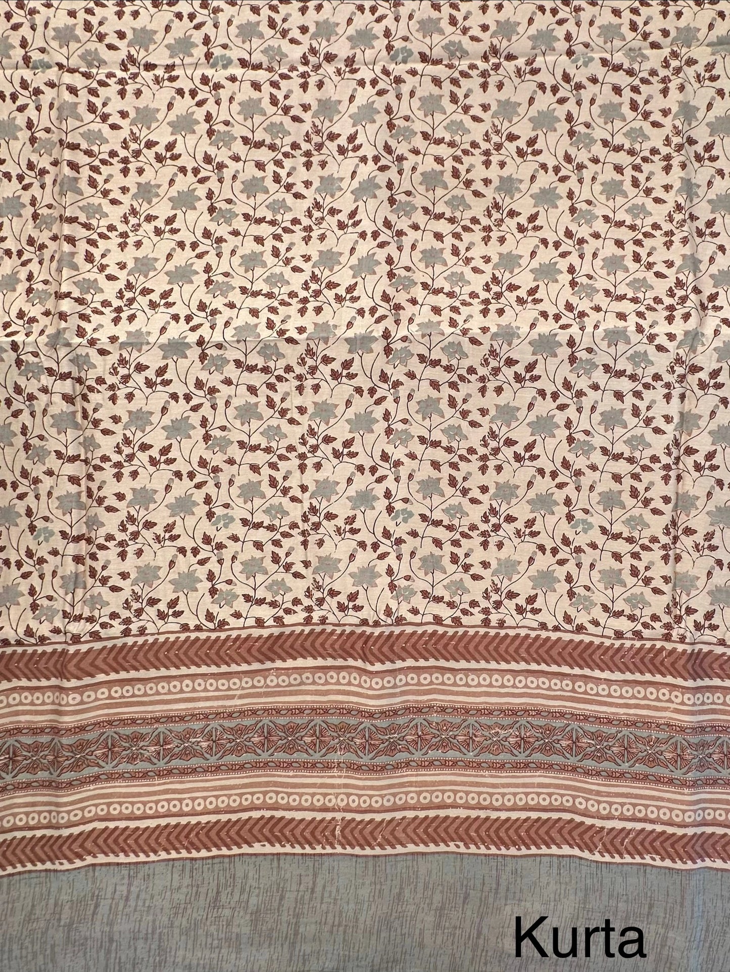 Grey Printed Chanderi 3-Piece Unstitched Suit