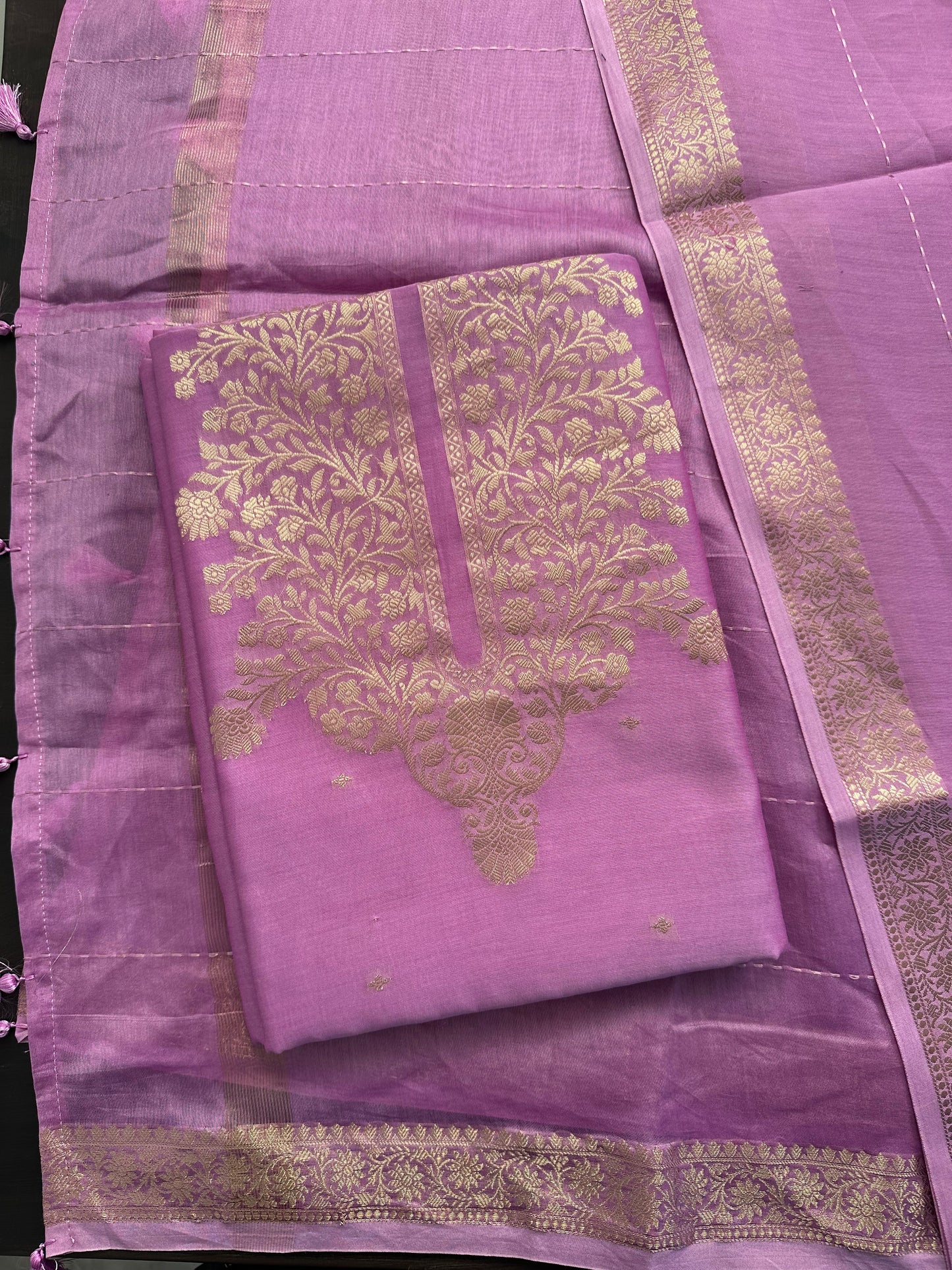 Lilac Handloom Chanderi Suit