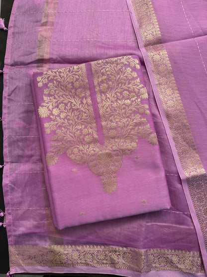 Lilac Handloom Chanderi Suit