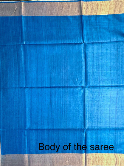 Shaded Blue Handloom Tussar Silk Saree
