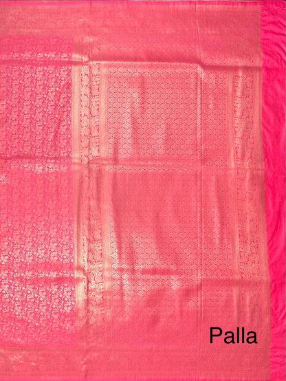 Pink Jamawar Artificial Silk Saree