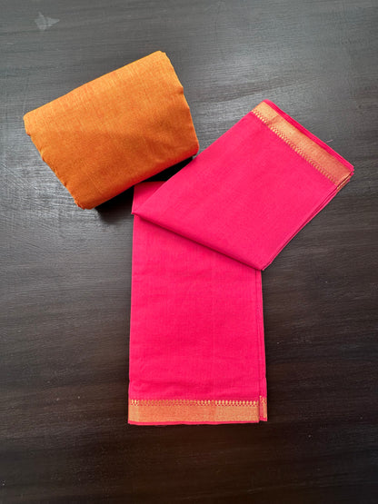 Rani-Mustard Mangalgiri Pure Cotton Unstitched 3-Piece Suit