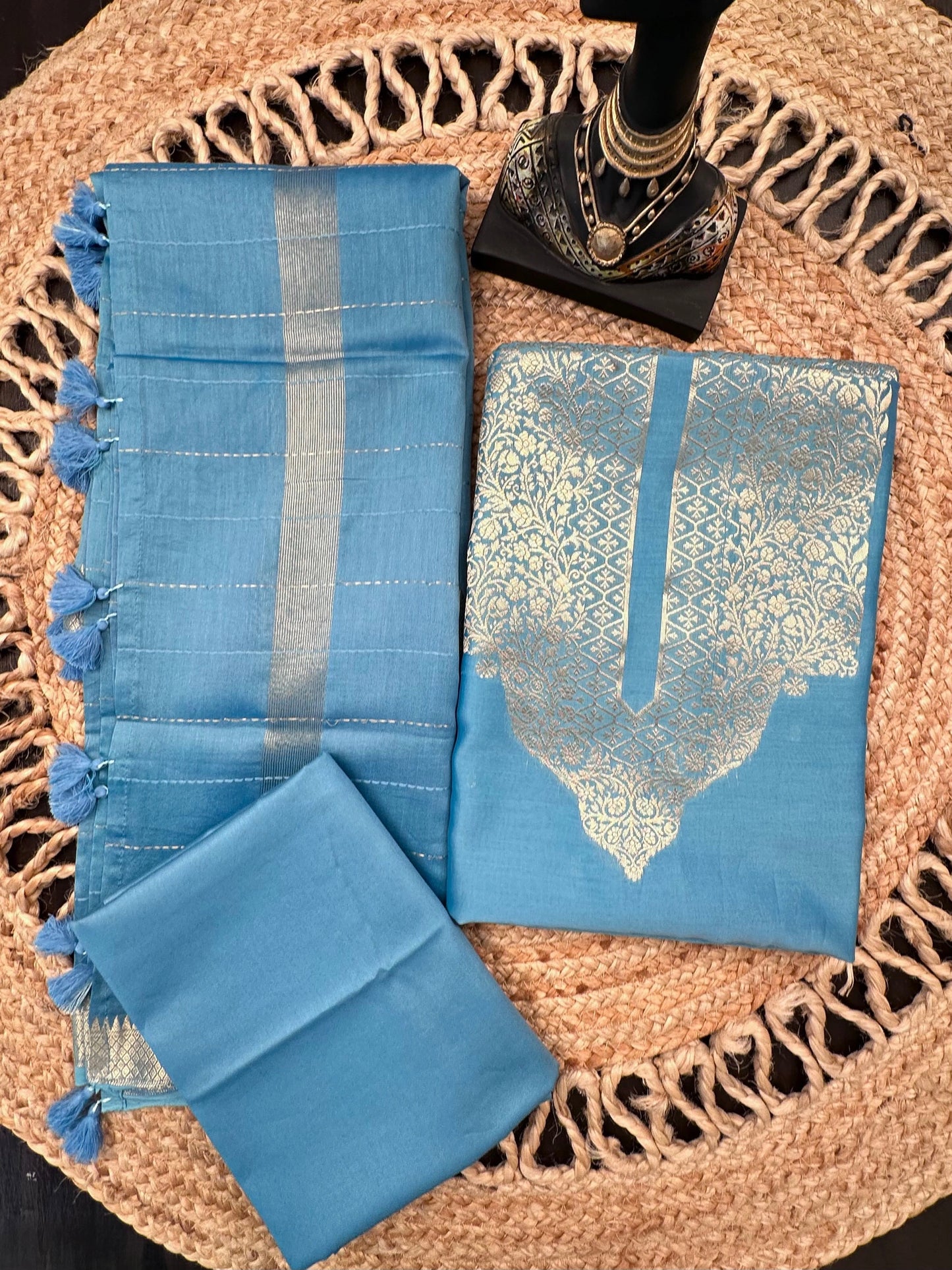 Baby Blue Dhruvisha Handloom Chanderi Suit
