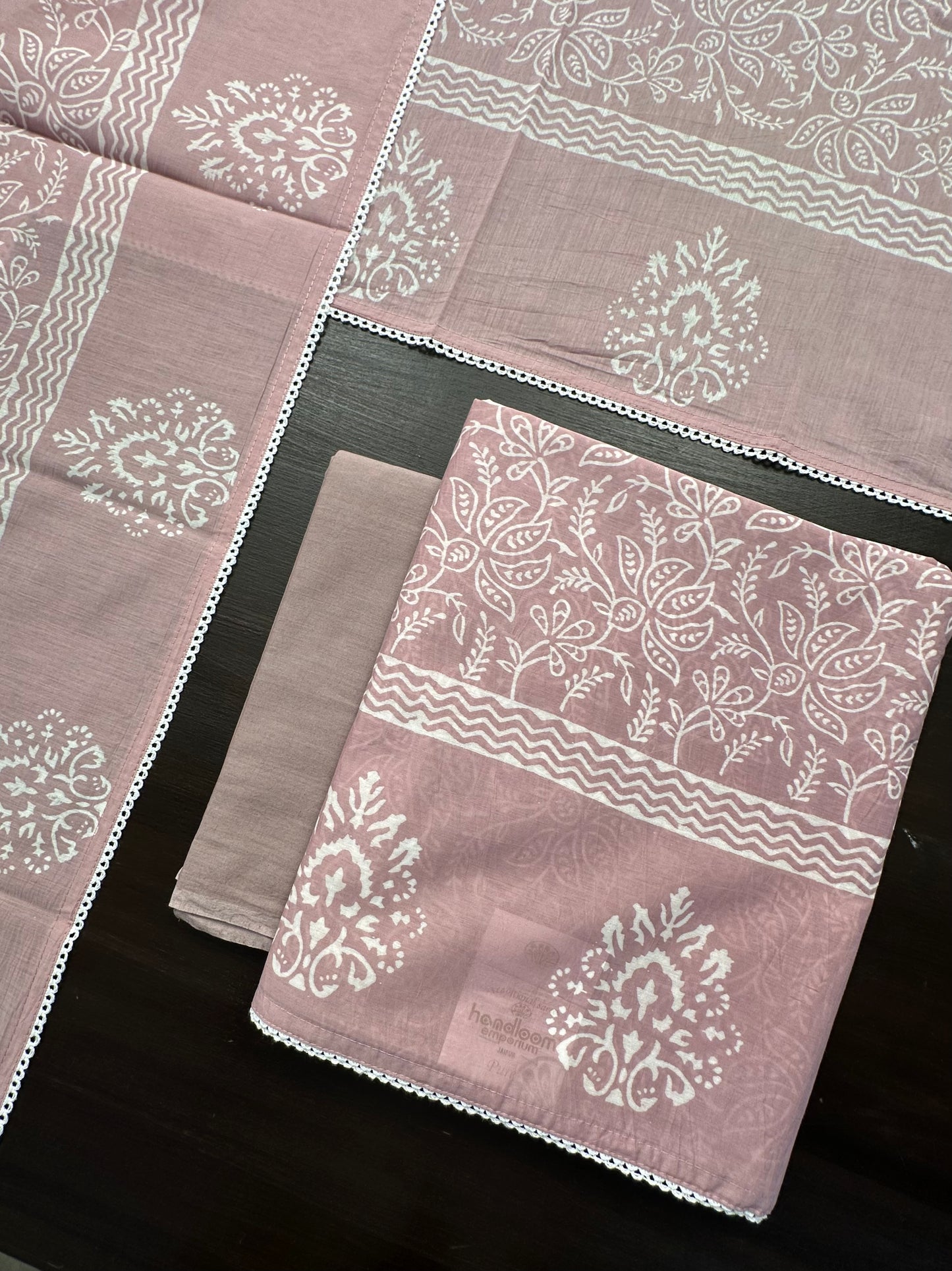 Pink Printed Pure Cotton Suit