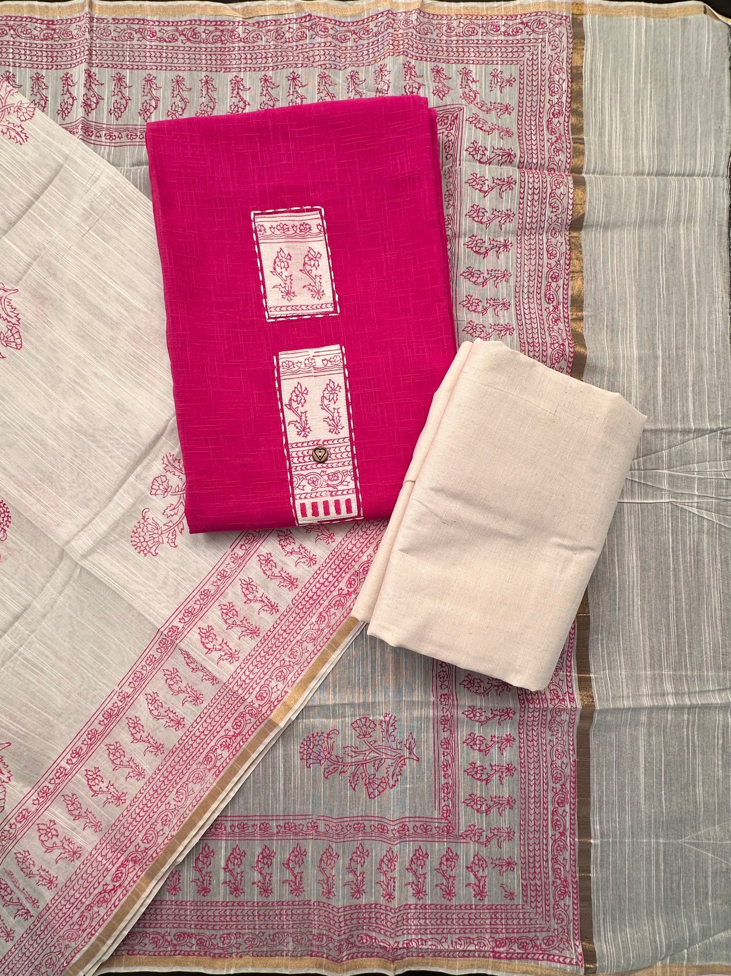 Rani Pink South Cotton 3-Piece Suit