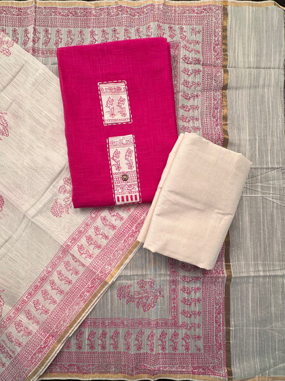 Rani Pink South Cotton 3-Piece Suit