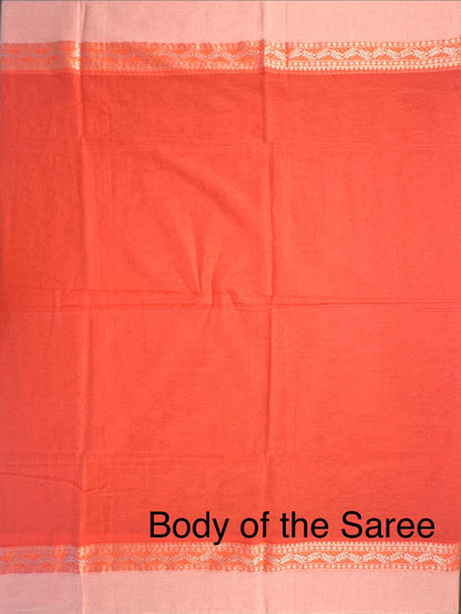 Peach Piku Bengal Cotton Saree