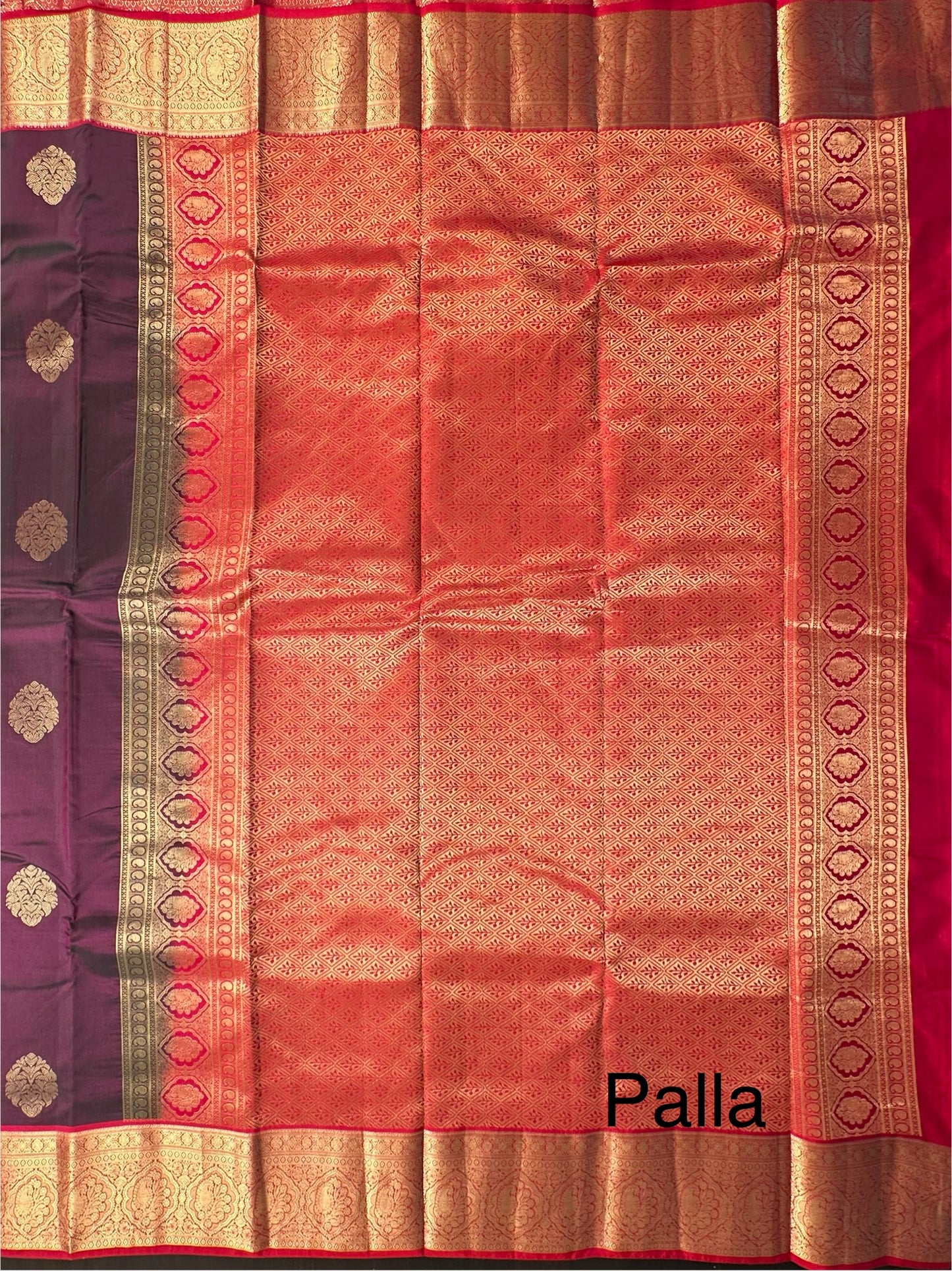 Wine Pondicherry Handloom Pure Silk Saree