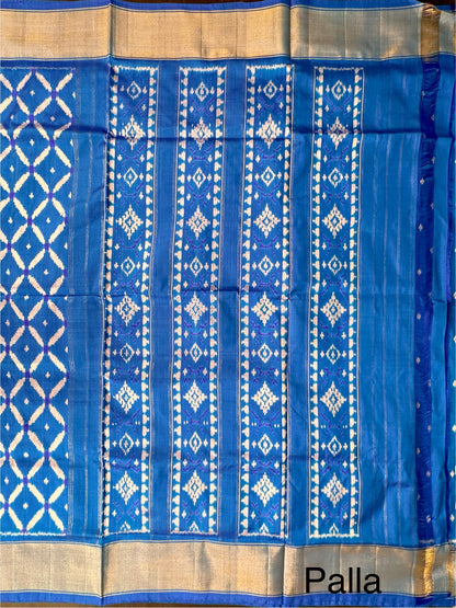 Blue Ikkat Patola Handloom Silk Saree