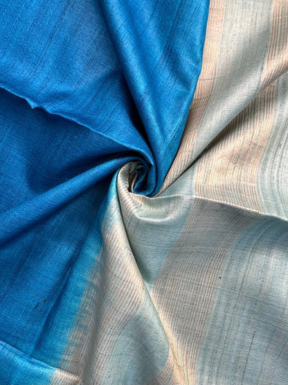 Shaded Blue Handloom Tussar Silk Saree