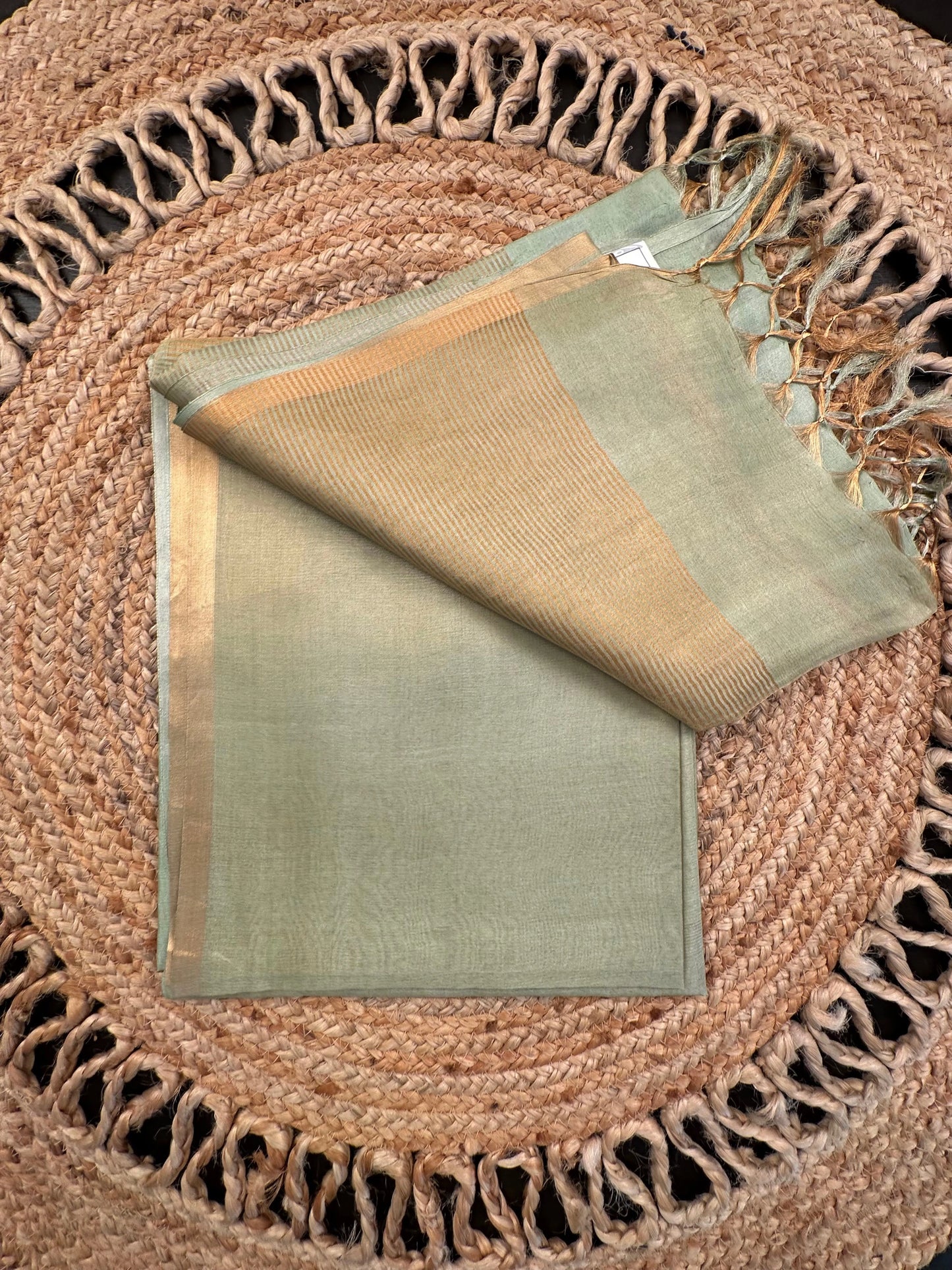 Pista Green Pure Tissue Silk Saree