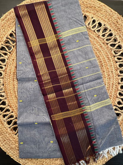 Grey Narayanpet Cotton Saree
