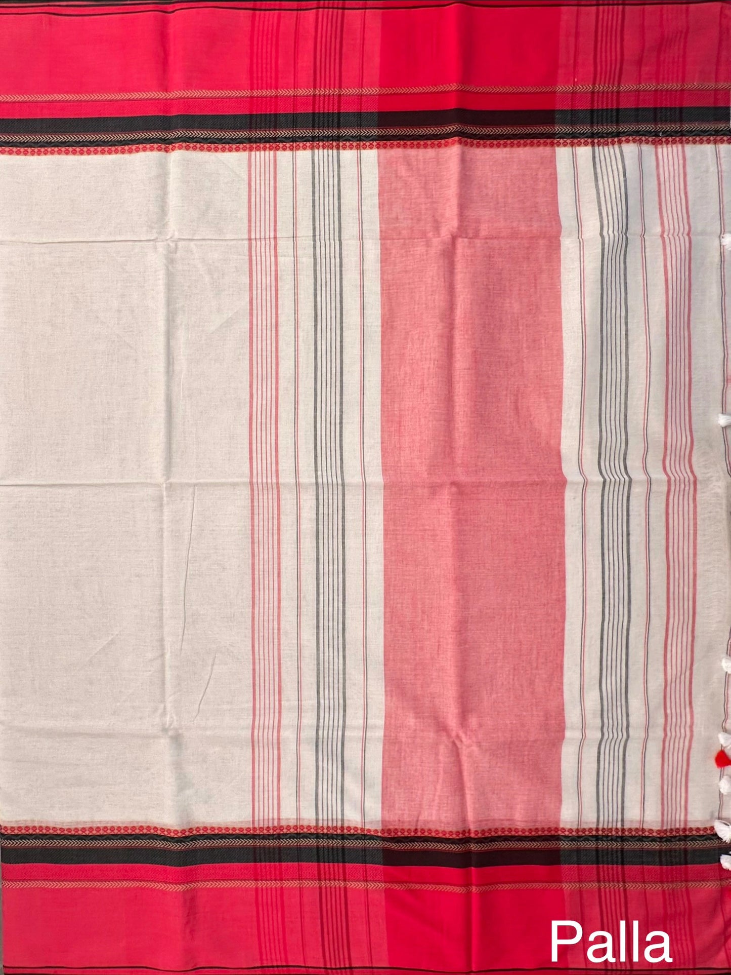 Off White-Red Piyali Bengal Cotton Saree