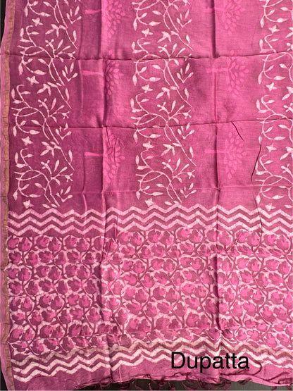Magenta Cotton Chanderi Suit