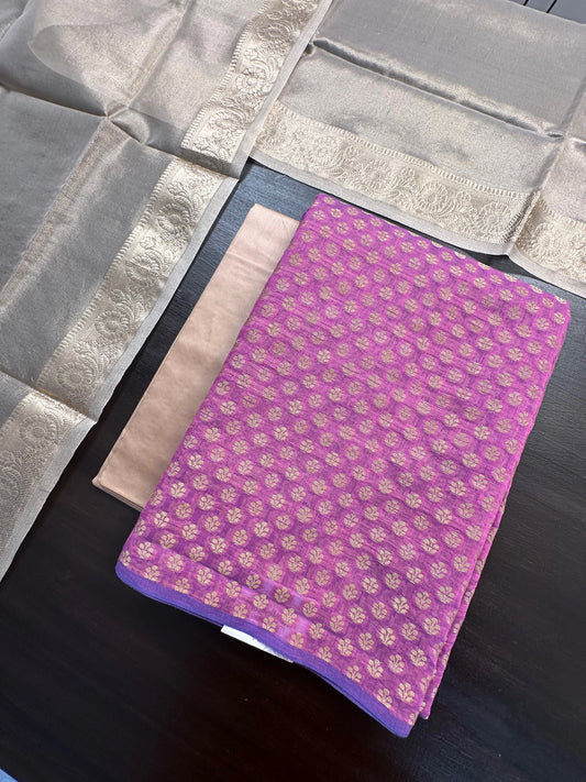 Purple Jacquard Handloom Suit