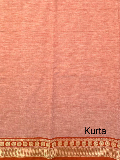 Peach Dharwad South Cotton 3-Piece Suit