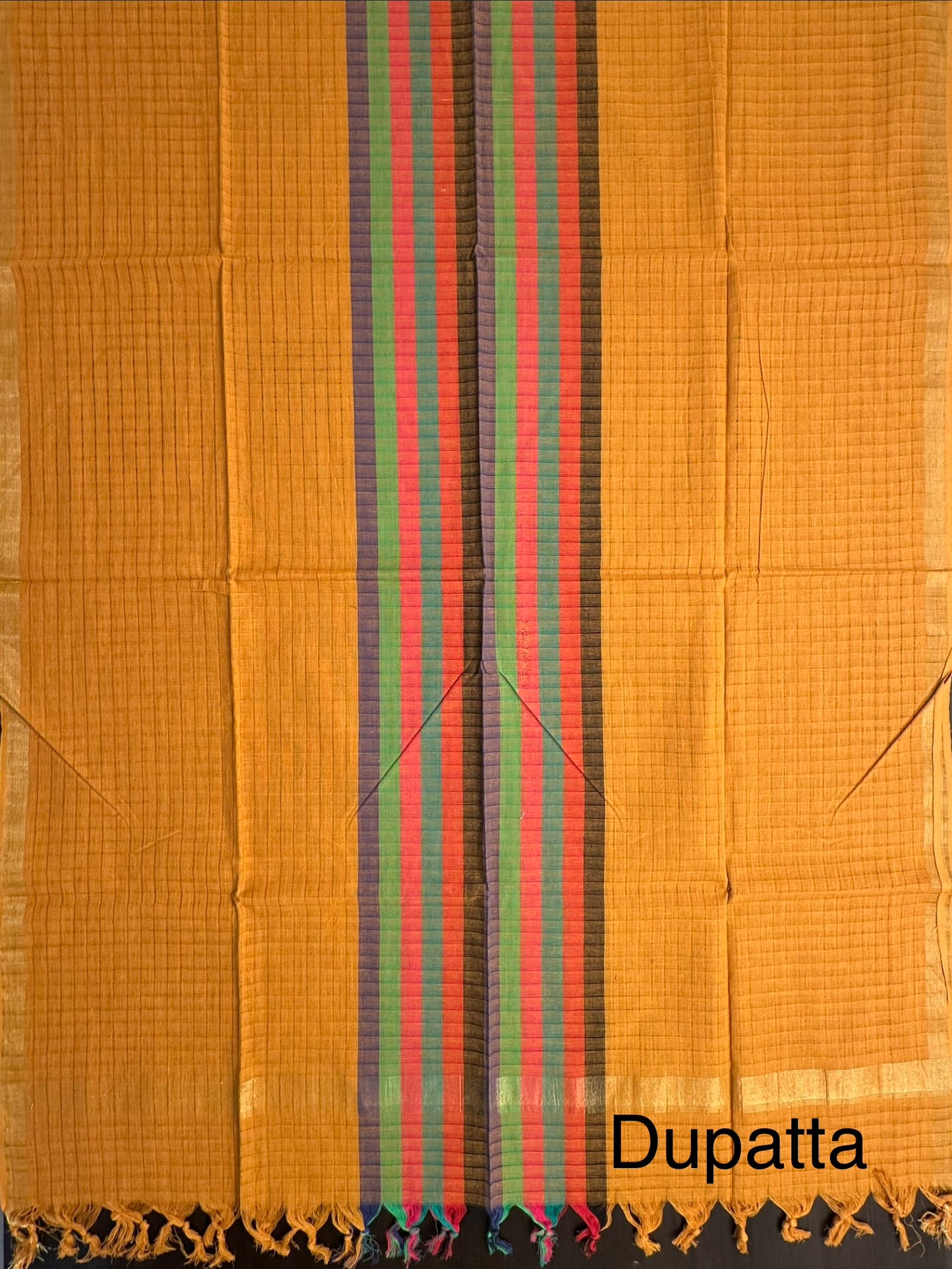Orange-Mustard Striped South Cotton 3-Piece Suit