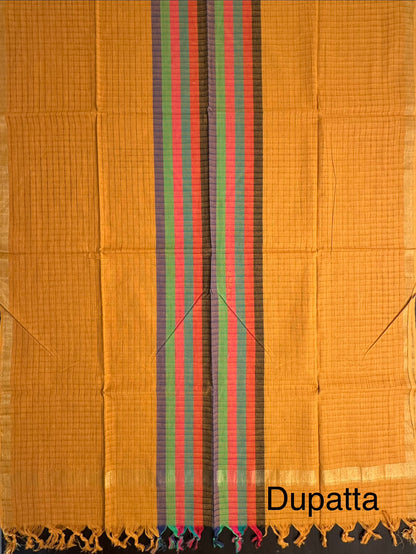 Orange-Mustard Striped South Cotton 3-Piece Suit