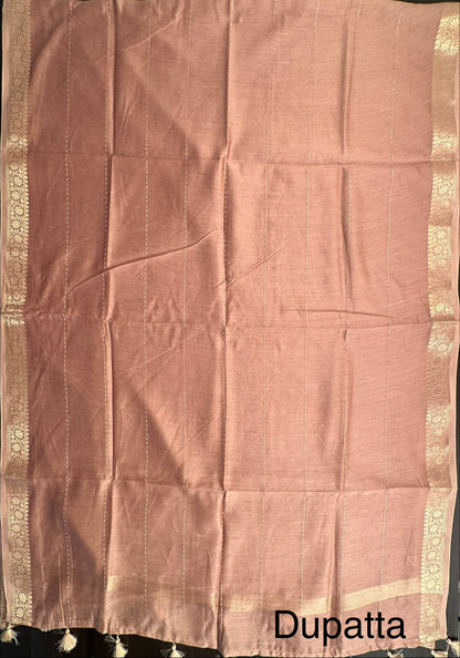 Beige Handloom Chanderi Suit