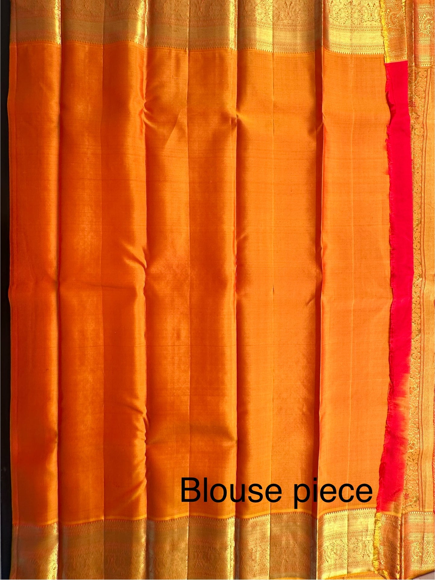Red-Mustard Handloom Kanjivaram Jamawar Pure Silk Saree