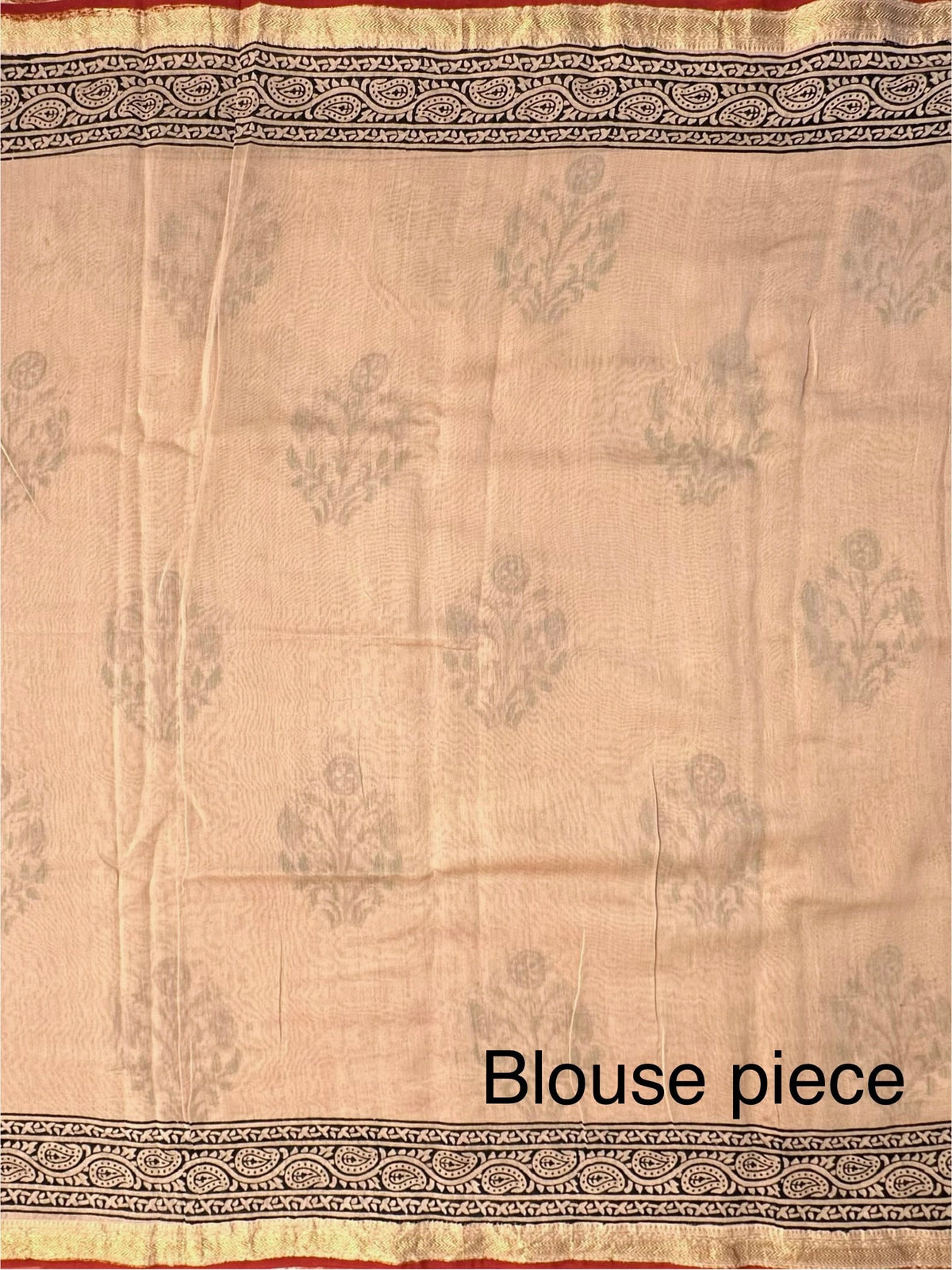 Beige Chanderi Saree with Hand Block Print