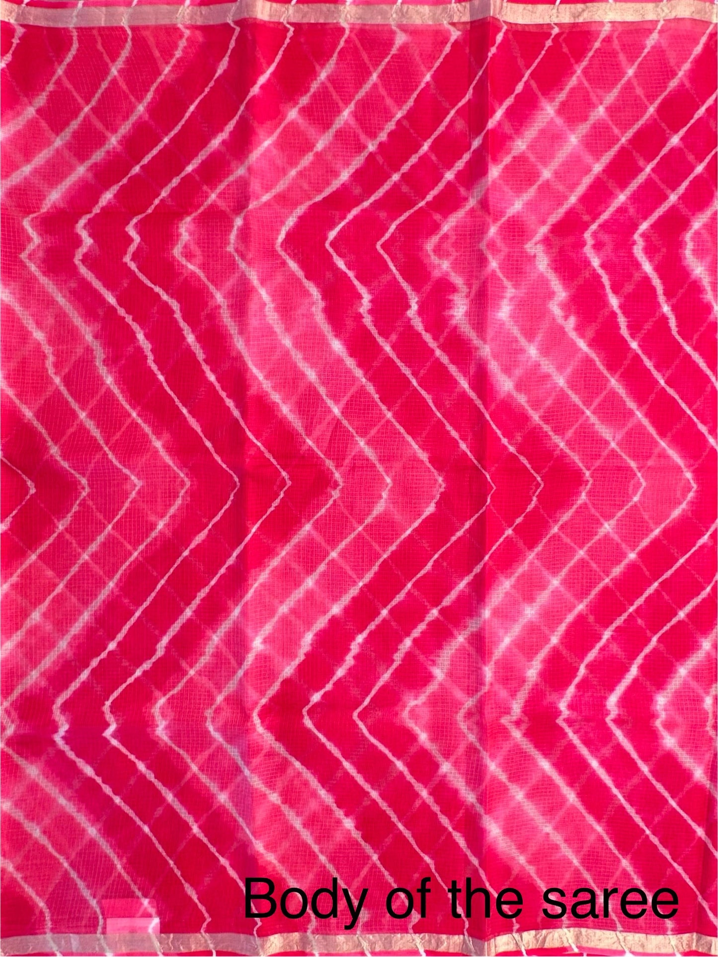 Coral Pink Leheriya Kota Doria Pure Silk Saree