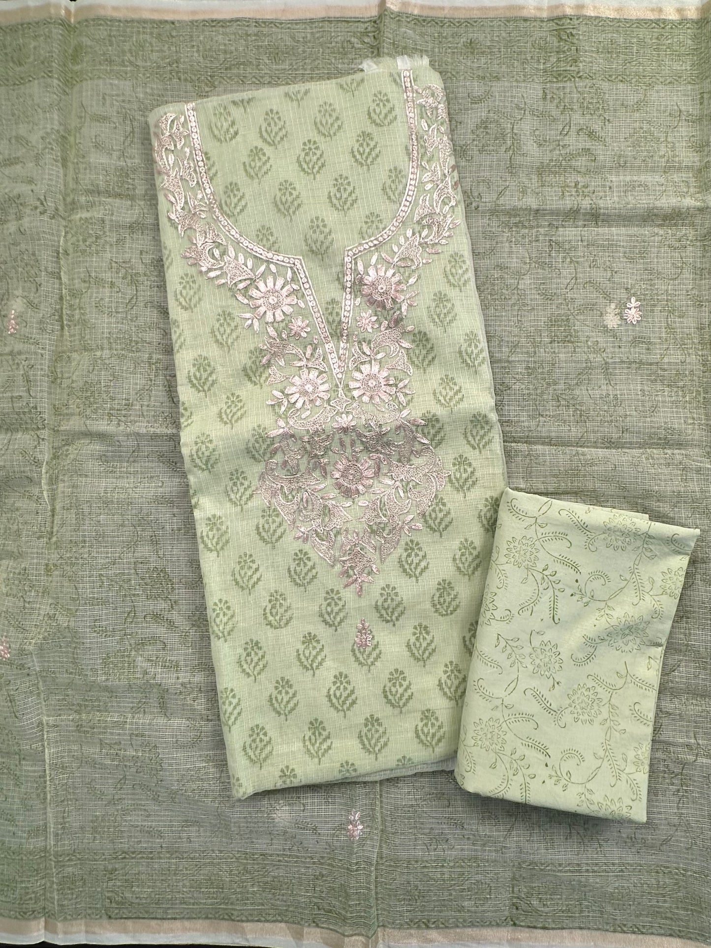 Pista 4-Piece Kota Doria Cotton Unstitched Suit