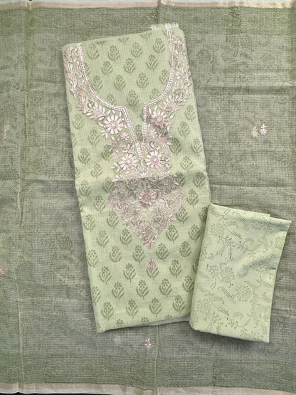 Pista 4-Piece Kota Doria Cotton Unstitched Suit