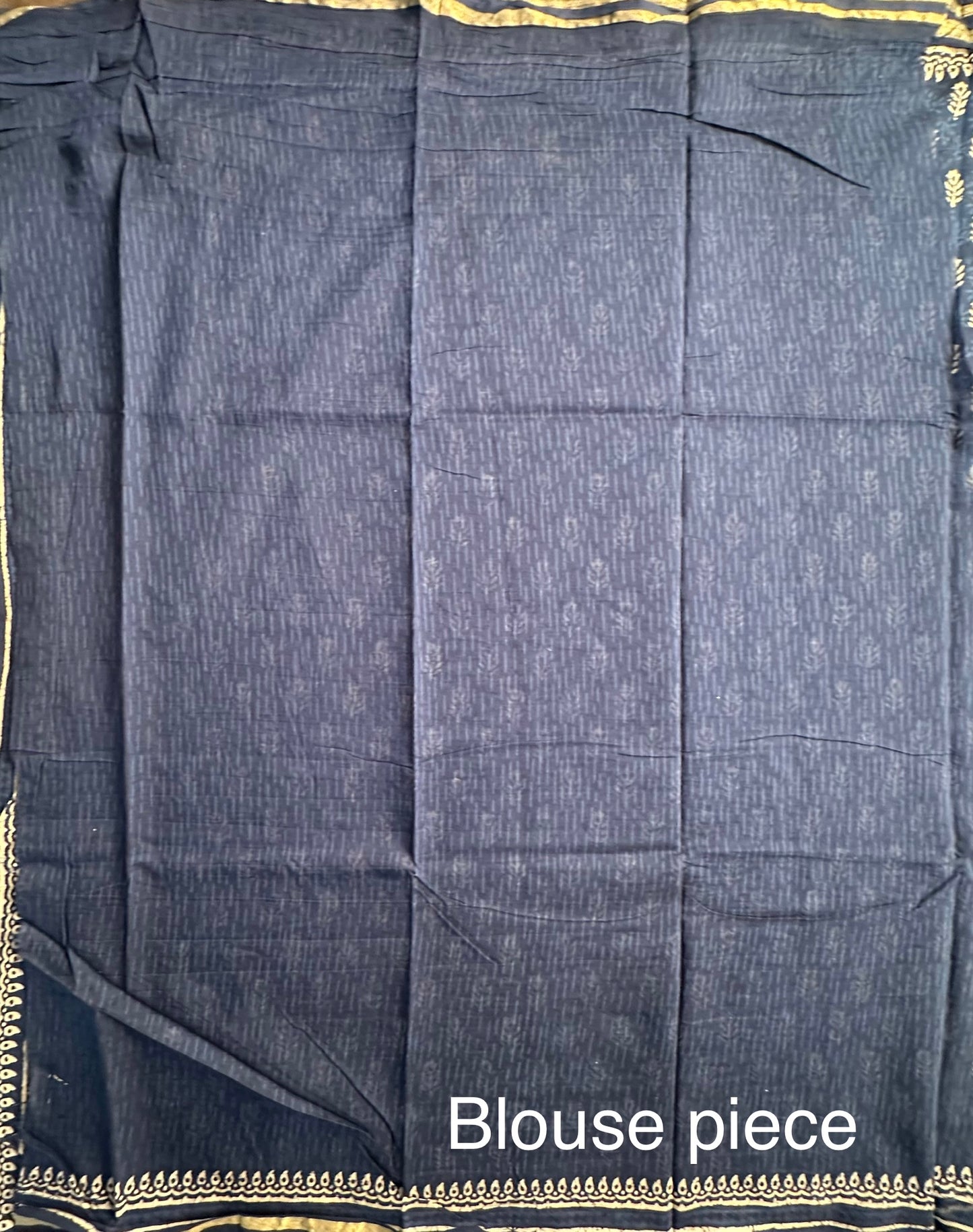 Indigo Blue Printed Cotton Blend Saree