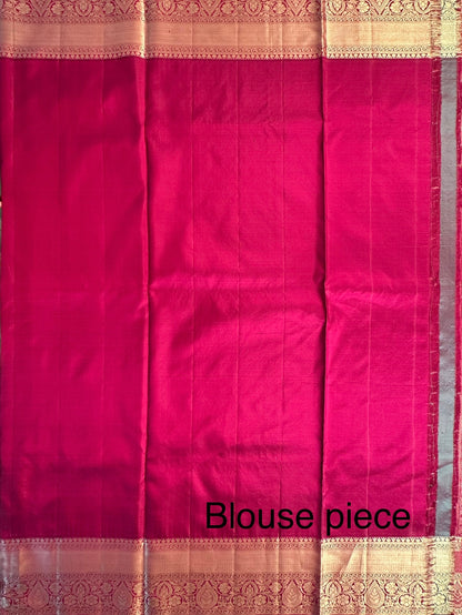 Magenta Handloom Kanjivaram Jamawar Pure Silk Saree