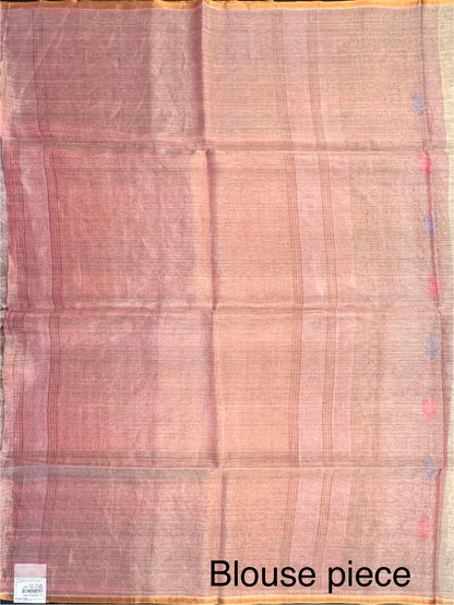 Golden-Pink Pure Tissue Silk Saree