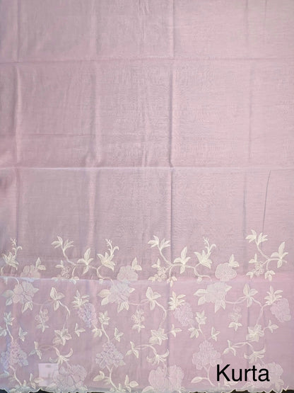 Pink Cotton Chanderi 3-Piece Unstitched Suit