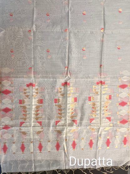 Red Jacquard Handloom Suit