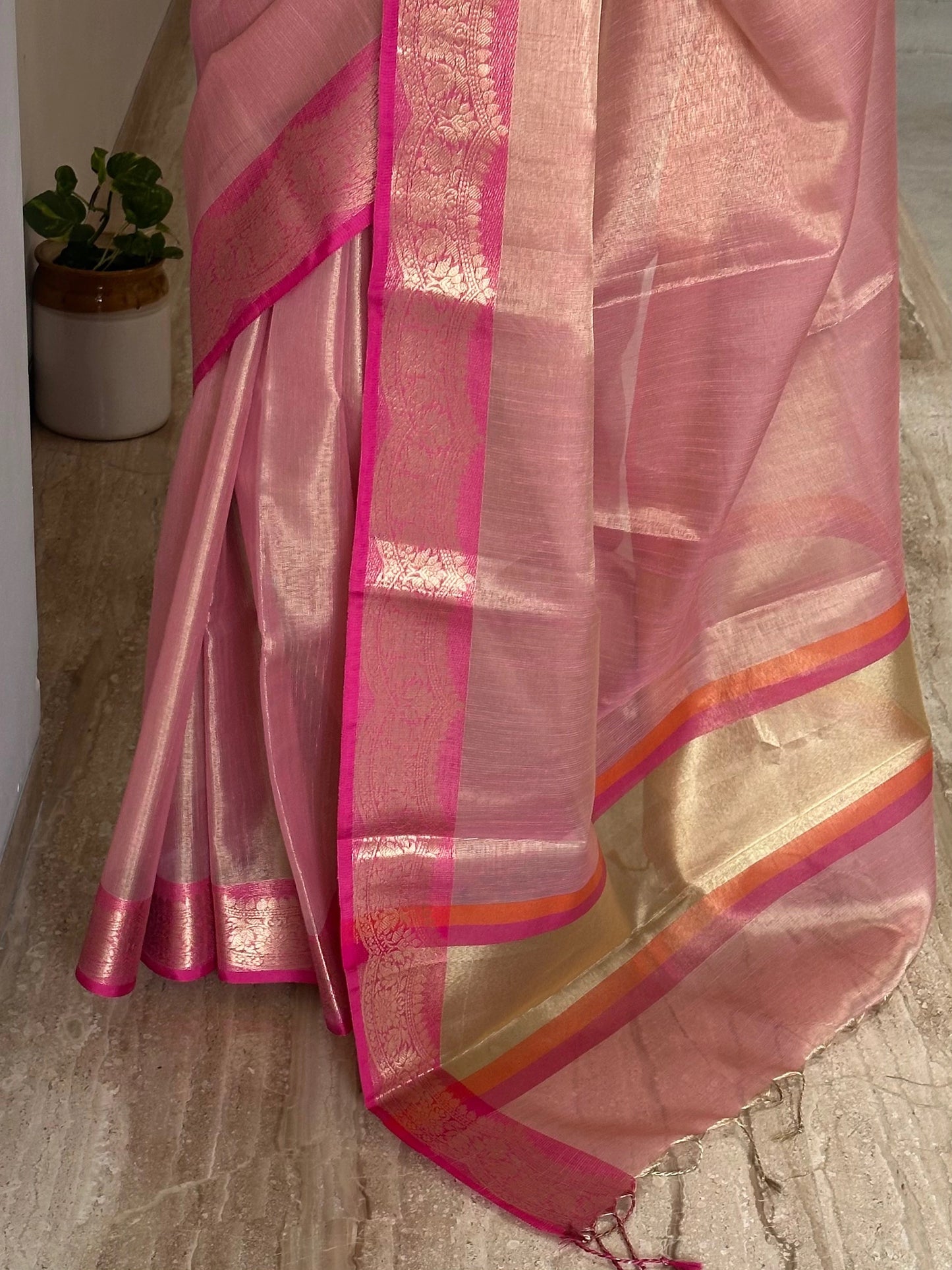Pink Nimrit Tissue Saree