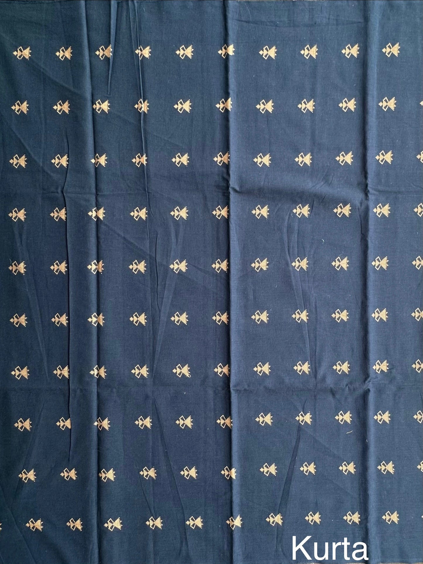 Navy Blue-Beige Warli South Cotton 3-Piece Suit