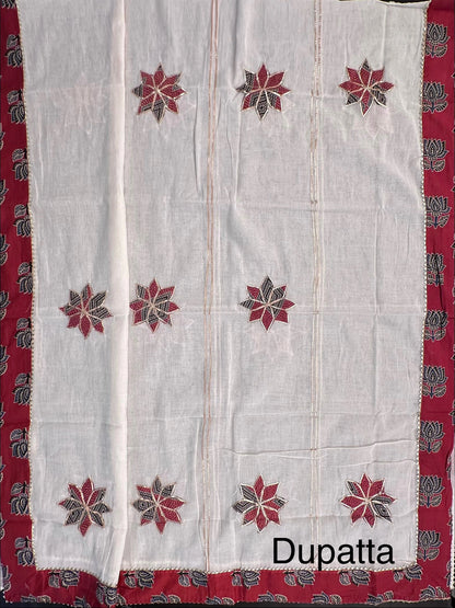 Brick Red Printed Pure Cotton Suit