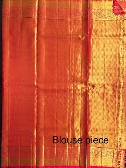 Golden-Rani Handloom  Jamawar Pure Tissue Silk Saree