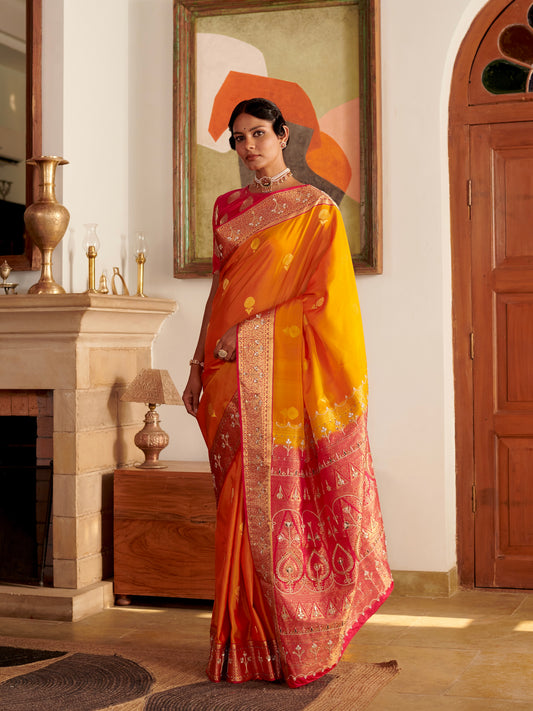 Mustard- Rani Pondicherry Pure Silk Saree