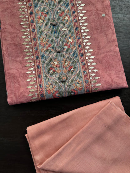 Coral Pink Fancy Cotton 3-Piece Suit