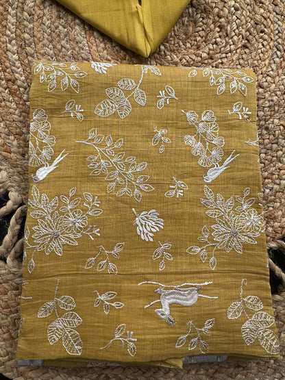 Mehndi Green Pure Cotton 3-Piece Suit